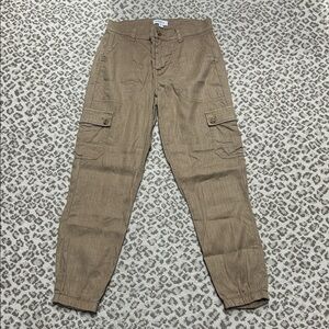 Evereve Tessa Linen utility/cargo jogger size 27 khaki Tan